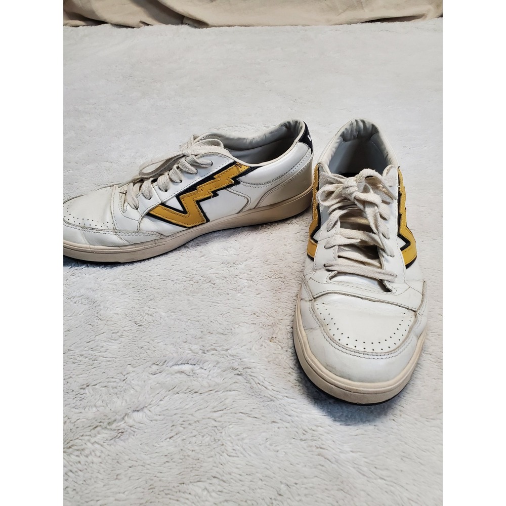 Vans White Yellow Lowland Bolt Sneakers Shoes Unisex Men 10.5 Women 12 Preppy